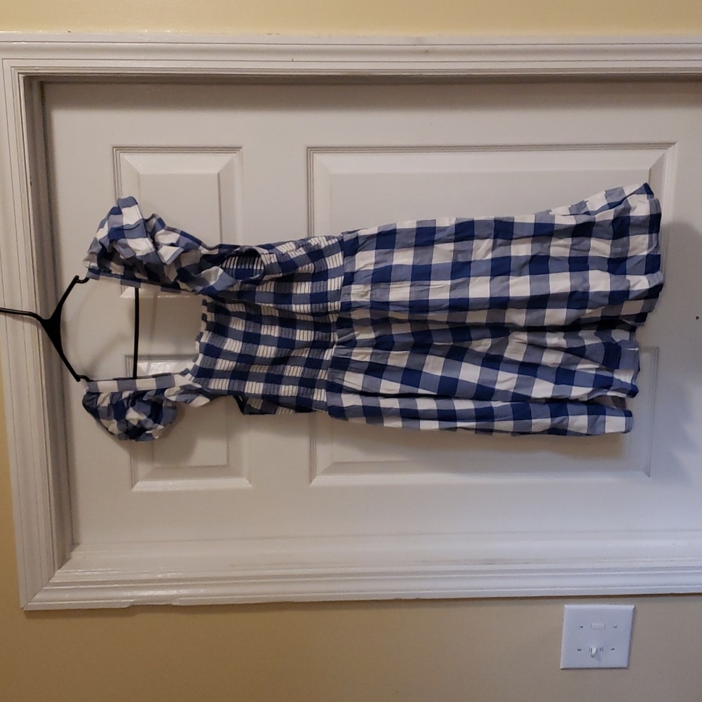 Old navy blue gingham dress